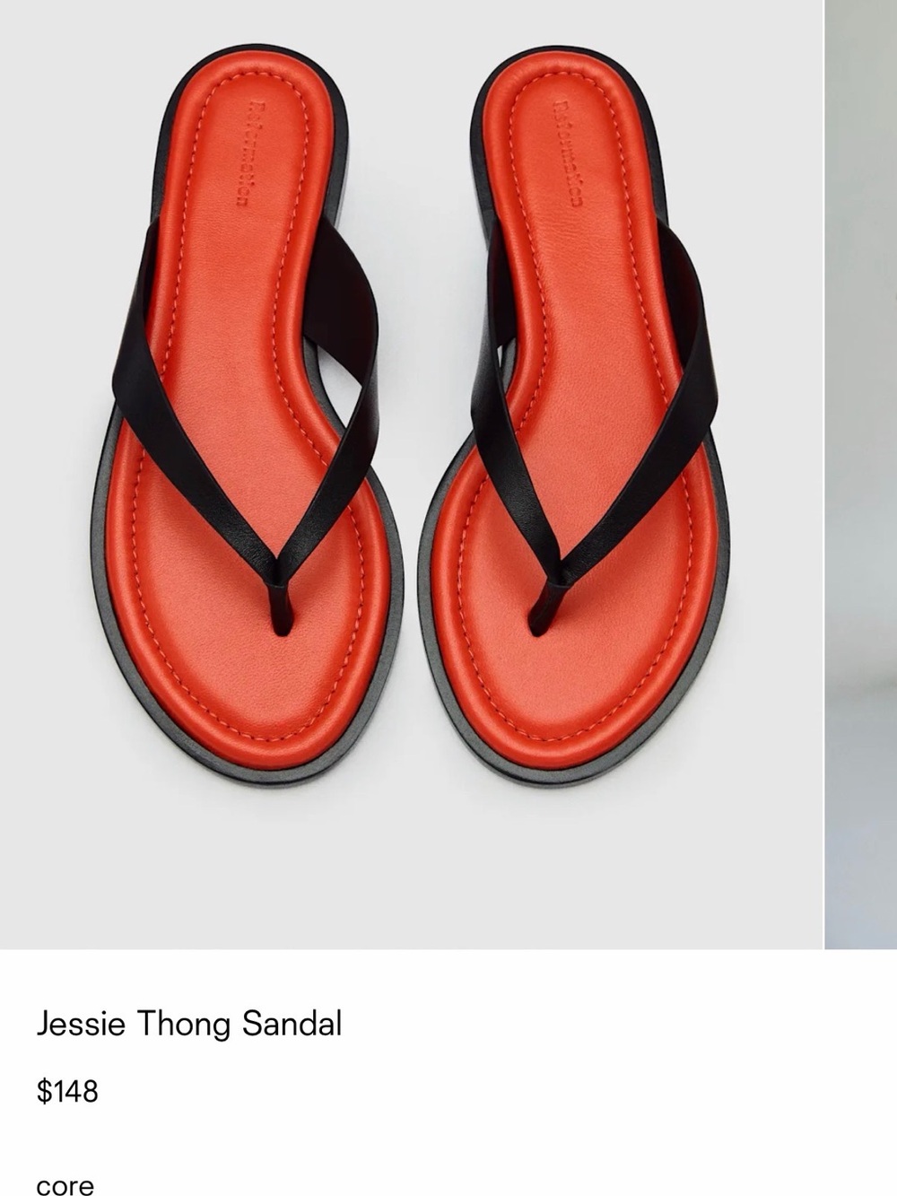 Thong Sandal - Black Straps with Red Footbed